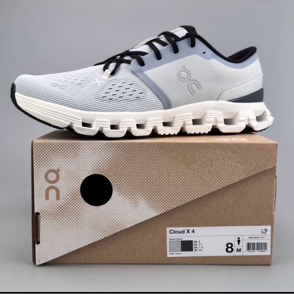 On Running Cloud X4 Men's Athletic Shoes - Light Gray & Black